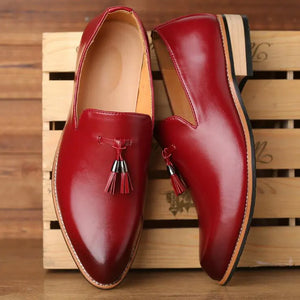 Men Slip on Dress Office Wedding Shoes Men Pointed Toe Dress Leather Shoes Luxury Italian Style Formal Party Shoes  hj65