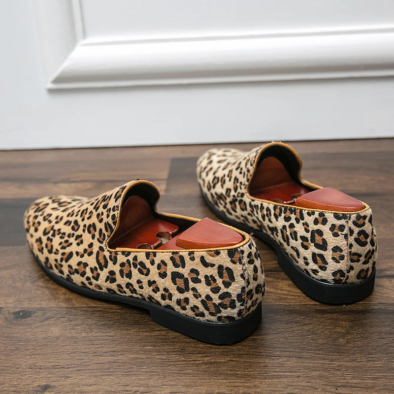 Loafers Shoes Men Leopard Fashion Mens Casual Shoes Comfy Brand Business Driving Men's Shoes