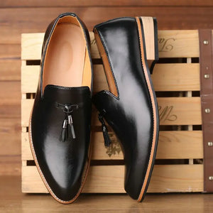 Men Slip on Dress Office Wedding Shoes Men Pointed Toe Dress Leather Shoes Luxury Italian Style Formal Party Shoes  hj65