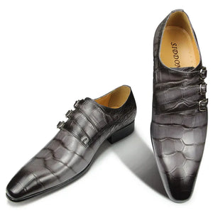 Fashion Business Men Leather Shoes Crocodile Print Wedding Party Office High Grade Genuine Leather Shoes