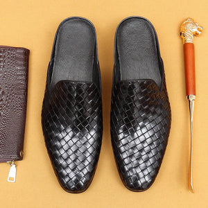 Italian Half Shoes for Men Luxury Genuine Leather British Style Designer Handmade Shoes