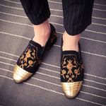 Load image into Gallery viewer, New Fashion Gold Top and Metal Toe Men Velvet Dress shoes italian mens dress shoes
