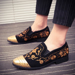 Load image into Gallery viewer, New Fashion Gold Top and Metal Toe Men Velvet Dress shoes italian mens dress shoes
