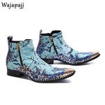 Load image into Gallery viewer, Men Premium Genuine Leather  High Top Boots  Metal Pointed Toe Ankle Boots Shoes For Men
