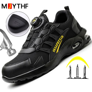 Men's Rotating Button Safety Shoes Steel Toe Workhoes Puncture-Proof work Boots Air Cushion Men Boots