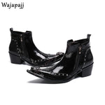 Load image into Gallery viewer, Men Premium Genuine Leather  High Top Boots  Metal Pointed Toe Ankle Boots Shoes For Men
