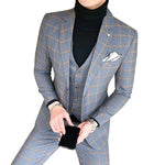 Load image into Gallery viewer, Blazer and Vest and Pants / Boutique Fashion Plaid Men&#39;s Casual Business Suit 3pcs Set
