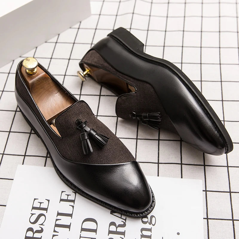 Men Business Dress Casual Loafers Party Tassel Leather Shoes Wedding Shoes