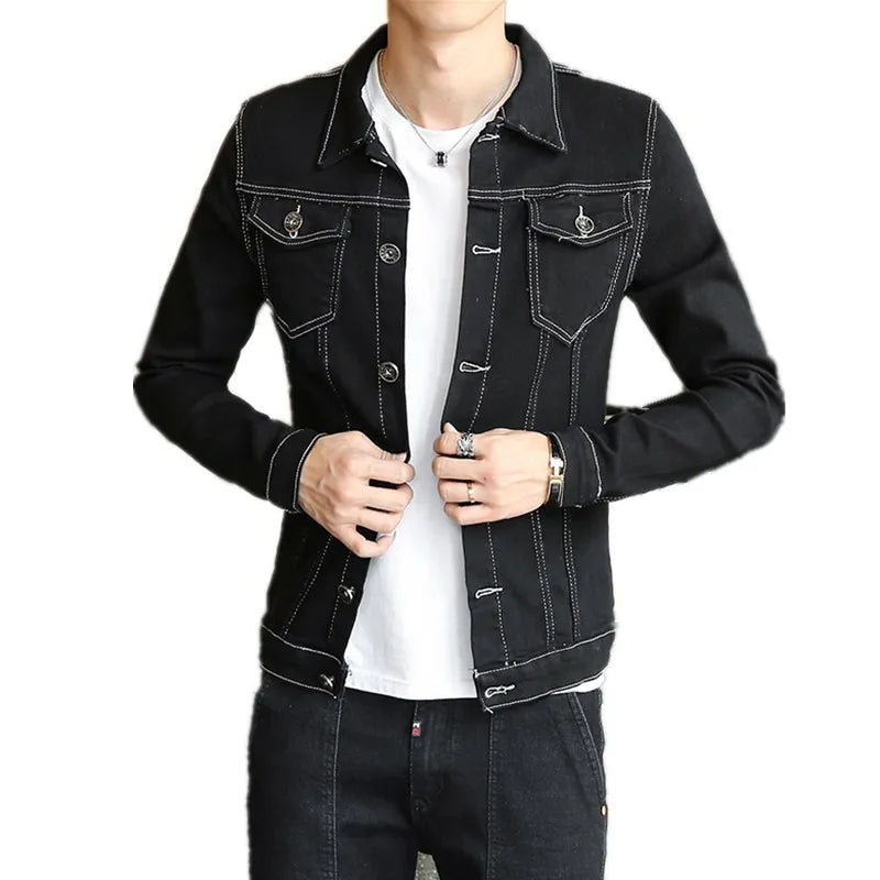 Spring Autumn Fashion Teenagers Embroidery Gown Men\'s Casual Jacket Boy Korean Denim Jacket Men