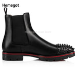 Load image into Gallery viewer, Black Rivet Boots Men&#39;s Ankle Low-Heeled Elastic Stylish Winter Boots Casual High-Top Wear-Resistant Booties for Men New In
