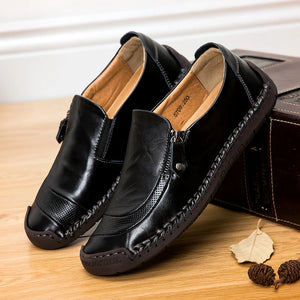 New hand-stitched business casual leather shoes round toe soft sole comfortable trendy shoes