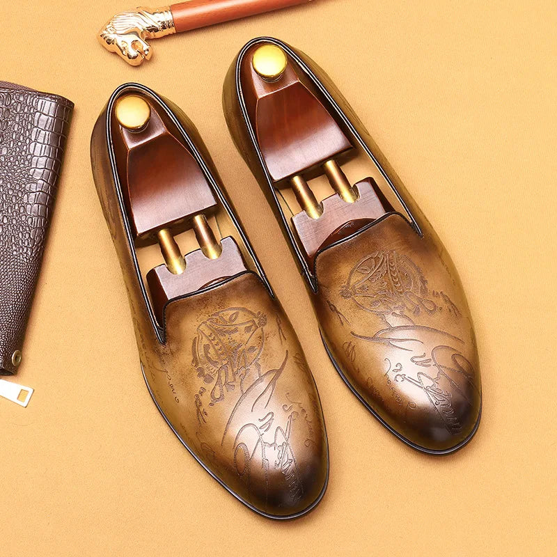 Vintage Mens Dress Shoes Loafers Luxury Genuine Leather 2024 New Brand Designer Shoes