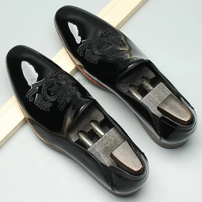 Autumn Summer Style Mens Loafers Oxford Shoe Wedding Party Dance Black Genuine Leather Shoes