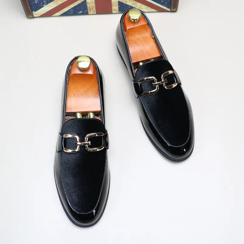 Men's Casual Leather Shoes Mens Fashion Patchwork Party Wedding Loafers Moccasins Men Shoe