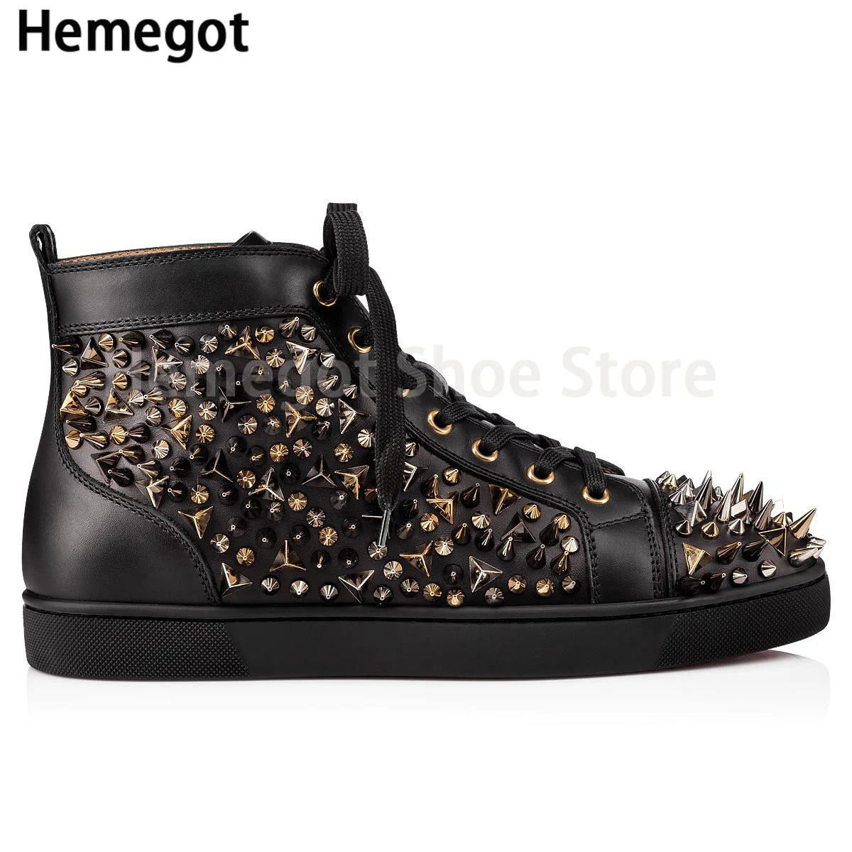 Men's Shoes Accessories High Top Men's Shoes Sneakers Glitter Rivets Lace Up Casual Shoes