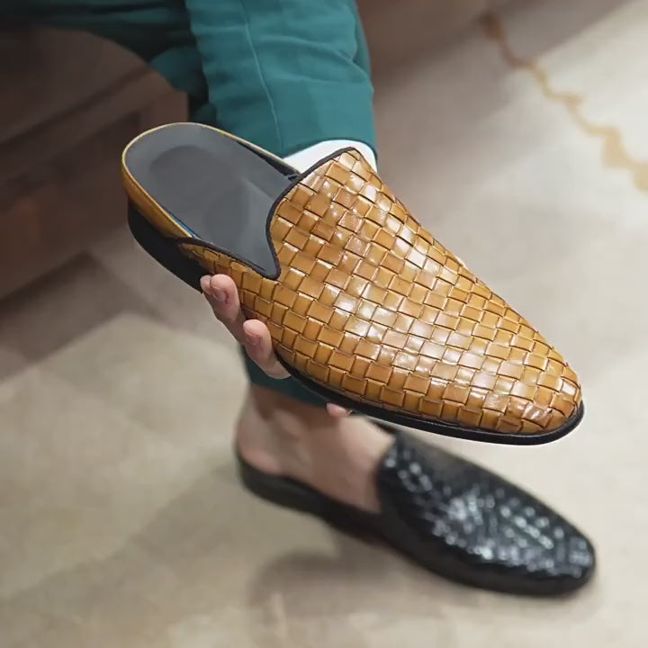 Italian Half Shoes for Men Luxury Genuine Leather British Style Designer Handmade Shoes