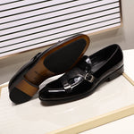 Load image into Gallery viewer, Leather Mens Loafers Wedding Party Dress Shoes Black Green Monk Strap Casual Fashion Men Slip On Shoes
