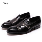 Load image into Gallery viewer, Leather Mens Loafers Wedding Party Dress Shoes Black Green Monk Strap Casual Fashion Men Slip On Shoes
