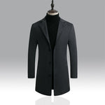 Load image into Gallery viewer, Men&#39;s Casual Long Windbreaker Jacket / Male Solid Color Single Breasted Trench Coat Jacket
